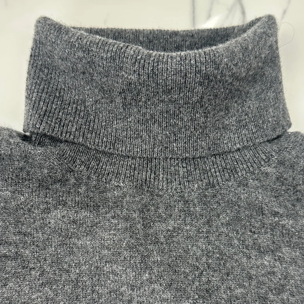 J Crew 100% Cashmere Turtleneck Sweater sz L Dark Grey - Picture 2 of 12